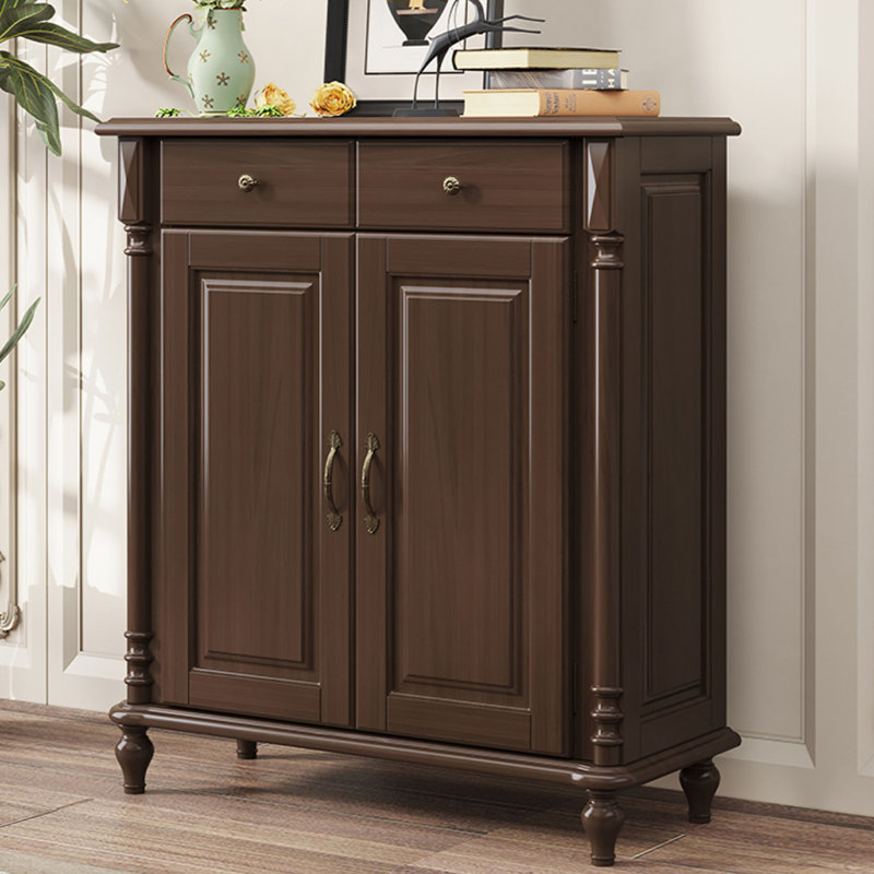 Dark-walnut Solid Wood Shoe Storage Bench