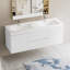 Meuble-lavabo flottant avec lavabo, meuble-lavabo mural moderne avec lavabo à surface solide et deux tiroirs à fermeture en douceur-117866859