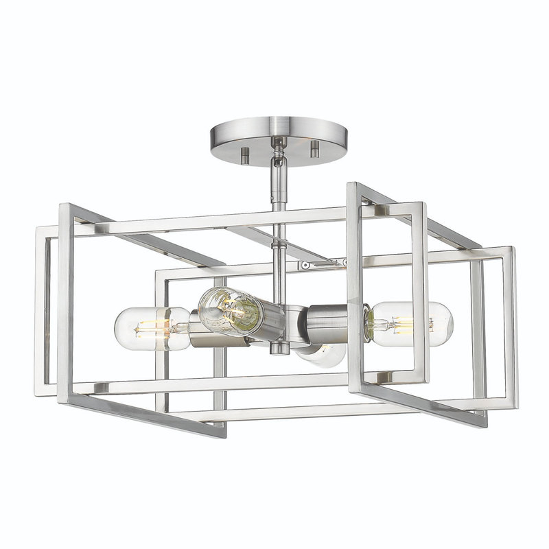 Isiah Semi Flush Mount, Pewter, Pewter