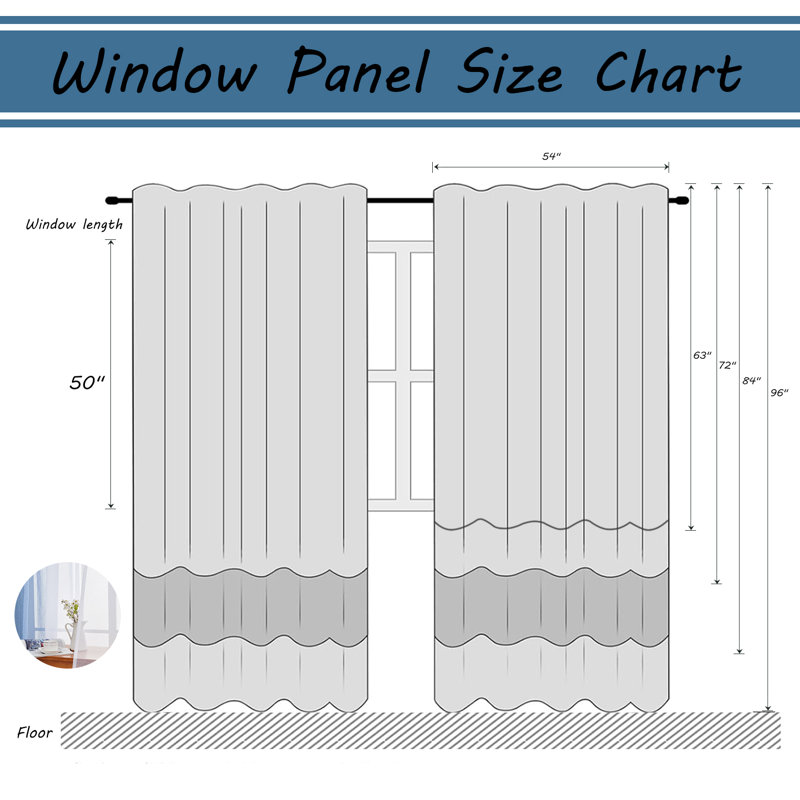 Gradient Sheer Curtains for Room Decor,Chiffon Gradient Semi Voile Rod Pocket Window Drapes,Set of 2, 54" W x 63" L, Blue