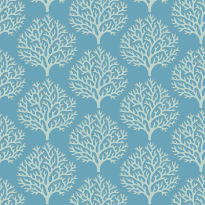 Beach Coral - Sanibel Blue Wallpaper