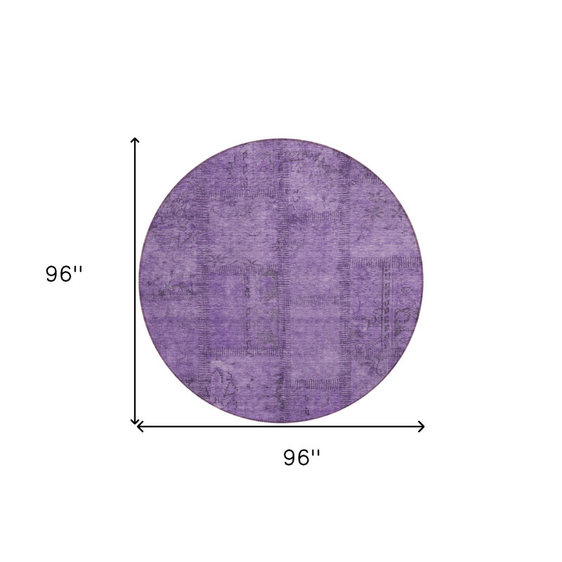 Tapis intérieur lavable rond 8 po mauve aubergine et gris