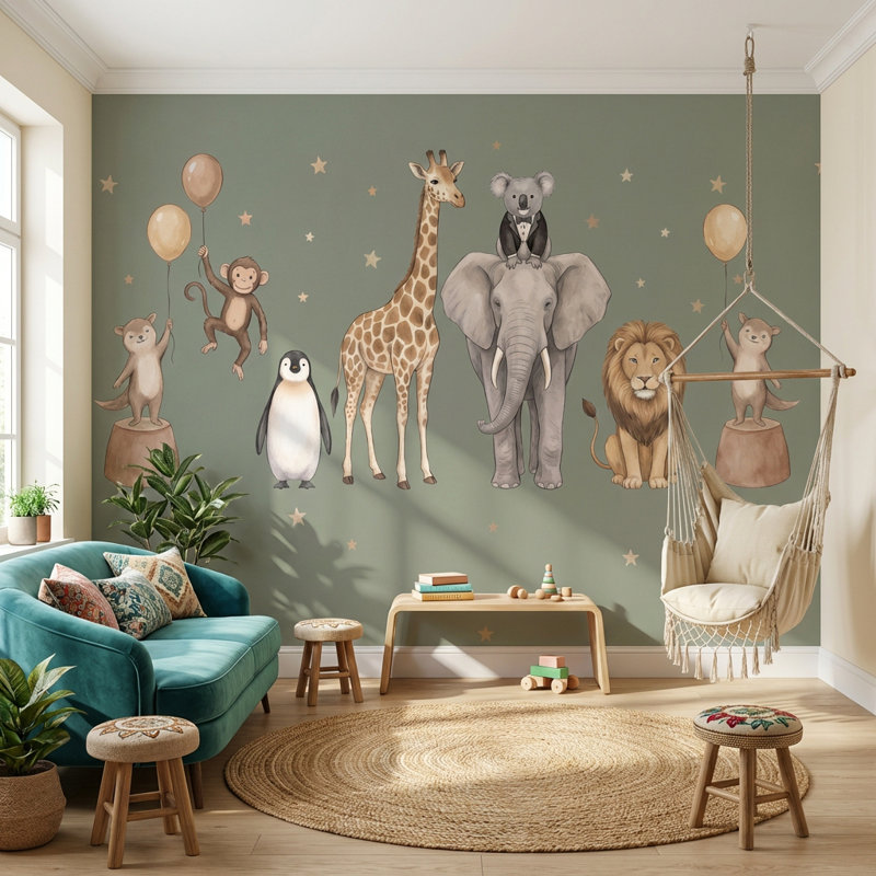 Adhésif mural Jungle, Non tissé non collé, 120" x 96"