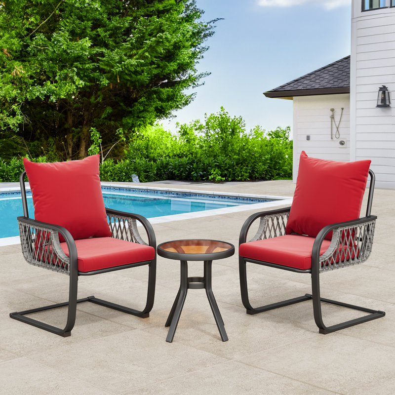 Ingvaldur 2 - Person Patio Dining Set with Round Table , Cushions Included