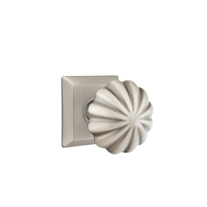 Ensemble de faux boutons Emtek avec bouton Quincy Rosette et Melon, Étain