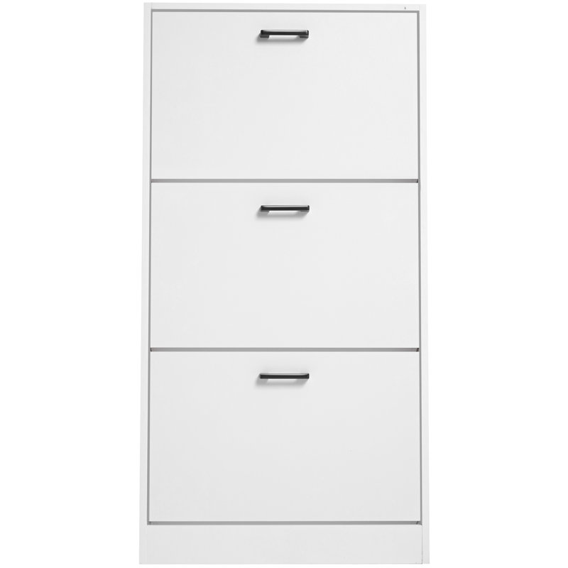 Blisswood 3 Drawer Flip Down Shoe Storage Free Standing Cabinet For Hallway, White