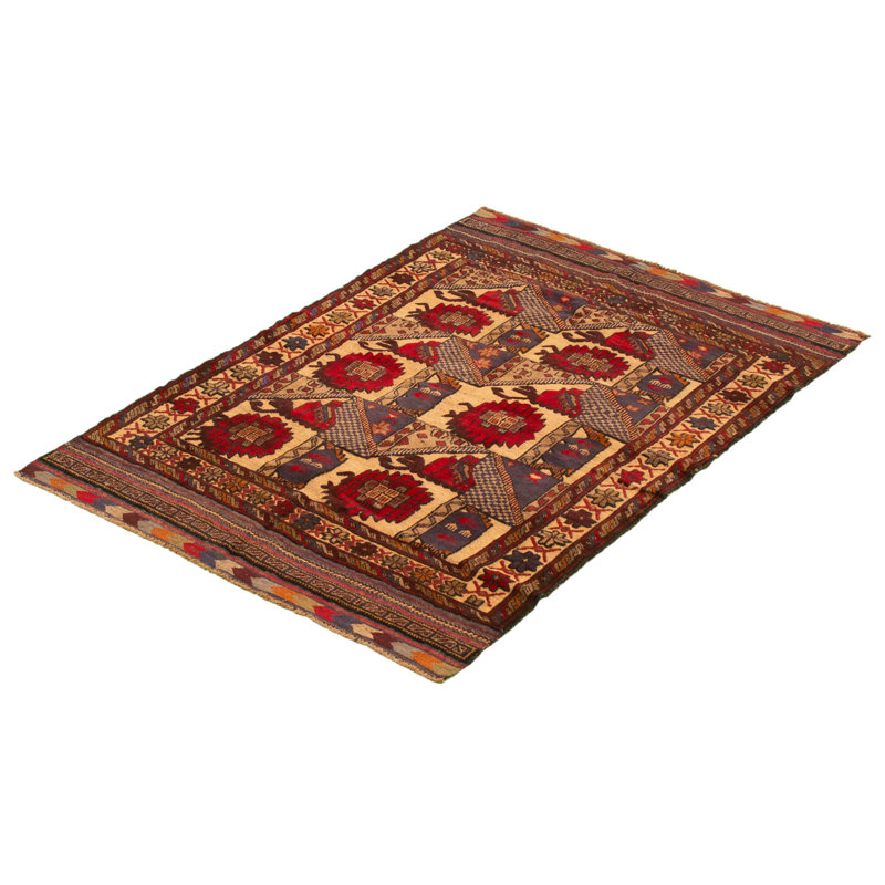 Tapis décoratif en laine noué à la main de conception unique 4 pi 2 po x 5 pi 11 po Cayce New Age