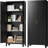 61" Black Metal Storage Cabinet With Shapely Doors & Adjustable Shelves – Spacious Storage For Bedroom Or Living Room-1583024916