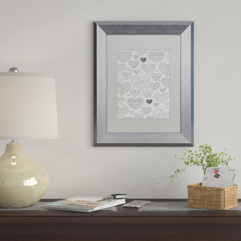 « hearts on hearts », impression encadrée, H 14 po x l 11 po x P 0,5 po, Blanc
