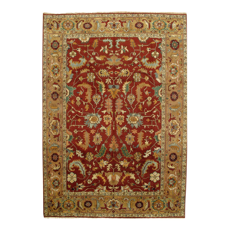 Wool Oriental Area Rug in Red/Beige