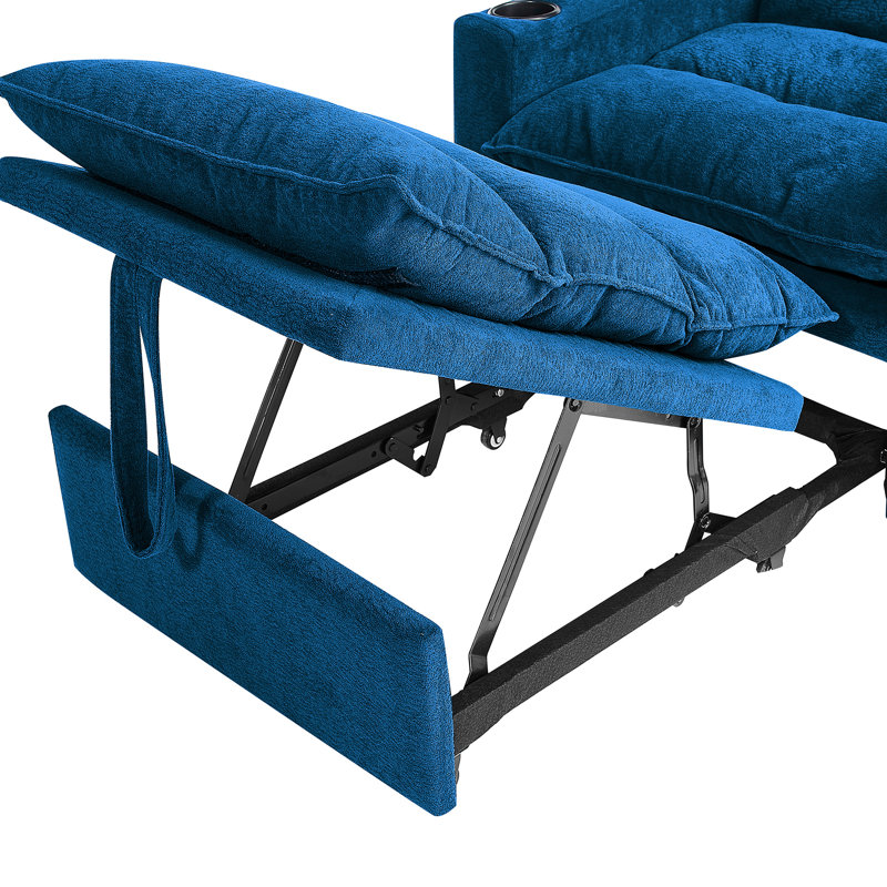 Fauteuil-lit ajustable convertible, bleu, avec velours respirant et porte-gobelet pour tissu de petit dortoir, espaces de vie