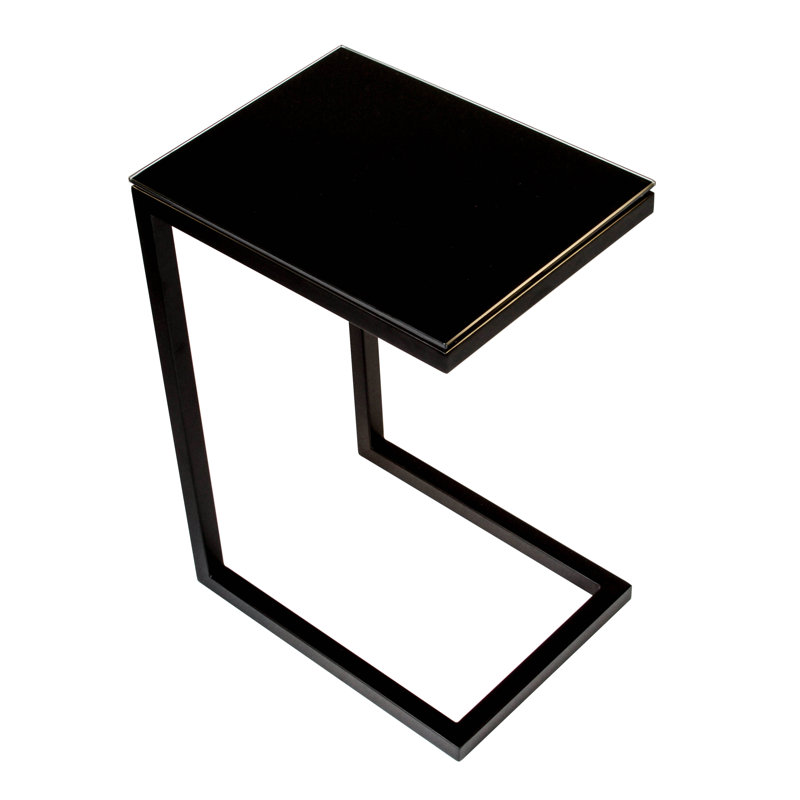 Stretford Glass Top End Table, Cappuccino, Black