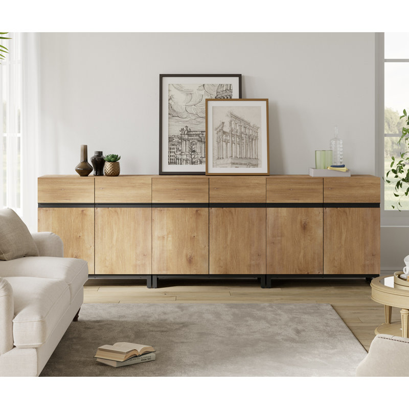 Aadam 3-in-1 Multifunctional Sideboard Buffet Cabinet, Modern Storage Cabinet With Adjustable Shelf And Metal Base, Coffee Bar Cabinet For Living Room & Kitchen