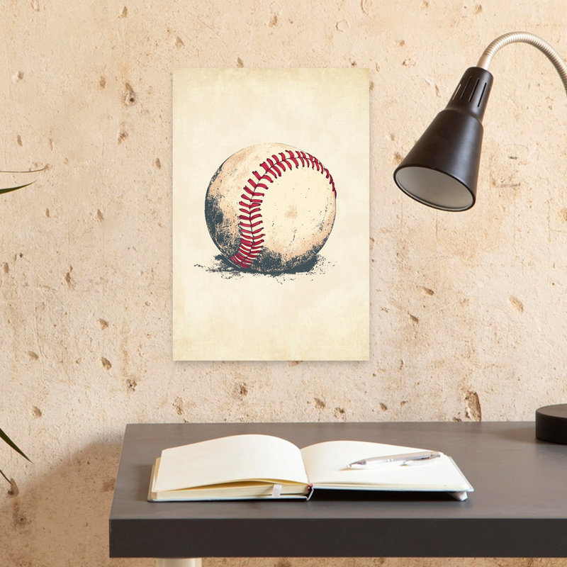 Baseball Ball Contemporary Bat Wall Art Print, 45.72cm H x 30.48cm W