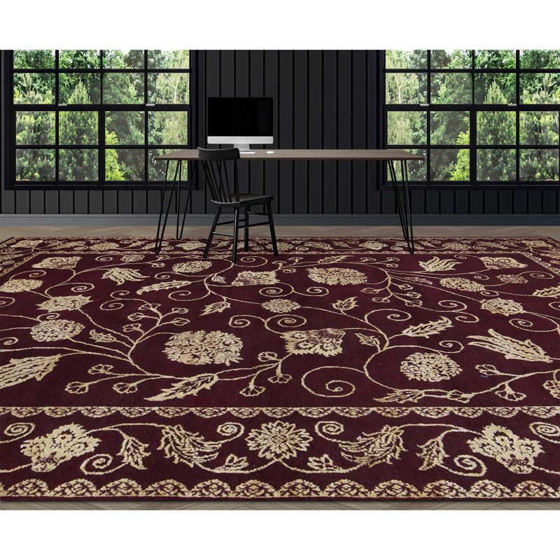 Dharma Floral Area Rug in Red/Beige