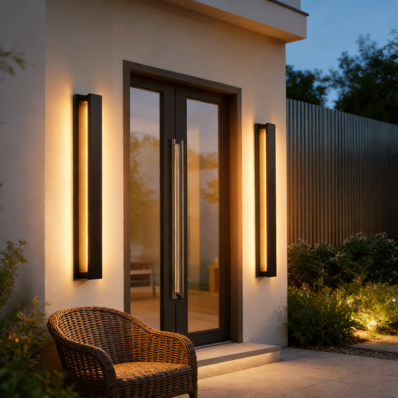 Applique murale d'extérieur moderne à DEL moderne, éclairage extérieur noir 31,5 pouces pour porche de garage avec design imperméable blanc chaud 3000K, paquet de 2