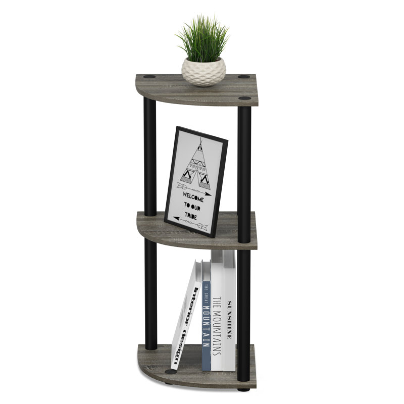 Bibliothèque en coin Baril, Gris chêne français/noir, (2 Shelves) 29.6" H x 11.6" W x 11.6" D
