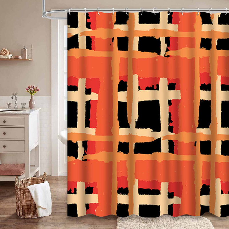 Rideau de douche imperméable avec 12 crochets PlaidGrunge, L 72 po x l 78 po