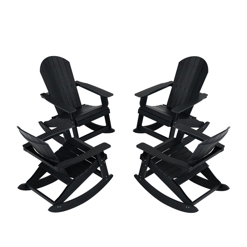 Arrlo Outdoor Adirondack HIPS Rocking Chair, Black