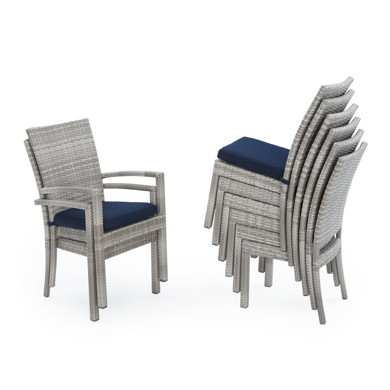 Cannes 9 Piece Dining Set with Cushions, Gray Frame/Canvas Navy Cushion