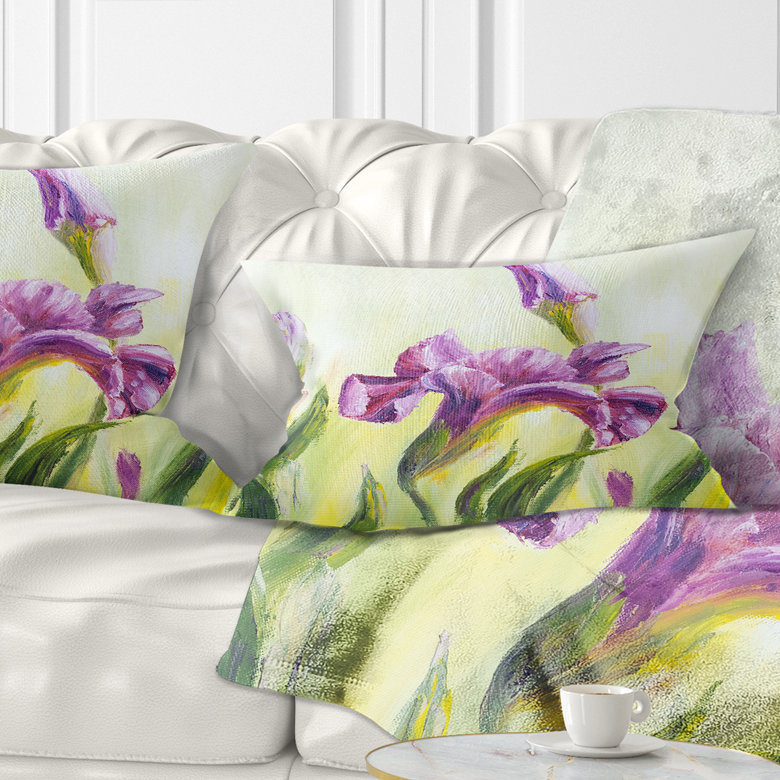 Coussin décoratif à imprimé floral Dancing Irises, Rectangle, 12 po x 20 po