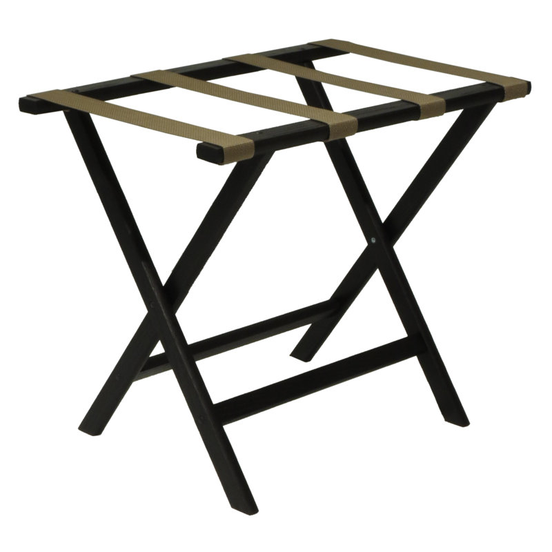 Porte-bagages pliable en bois, Brun clair, Noir