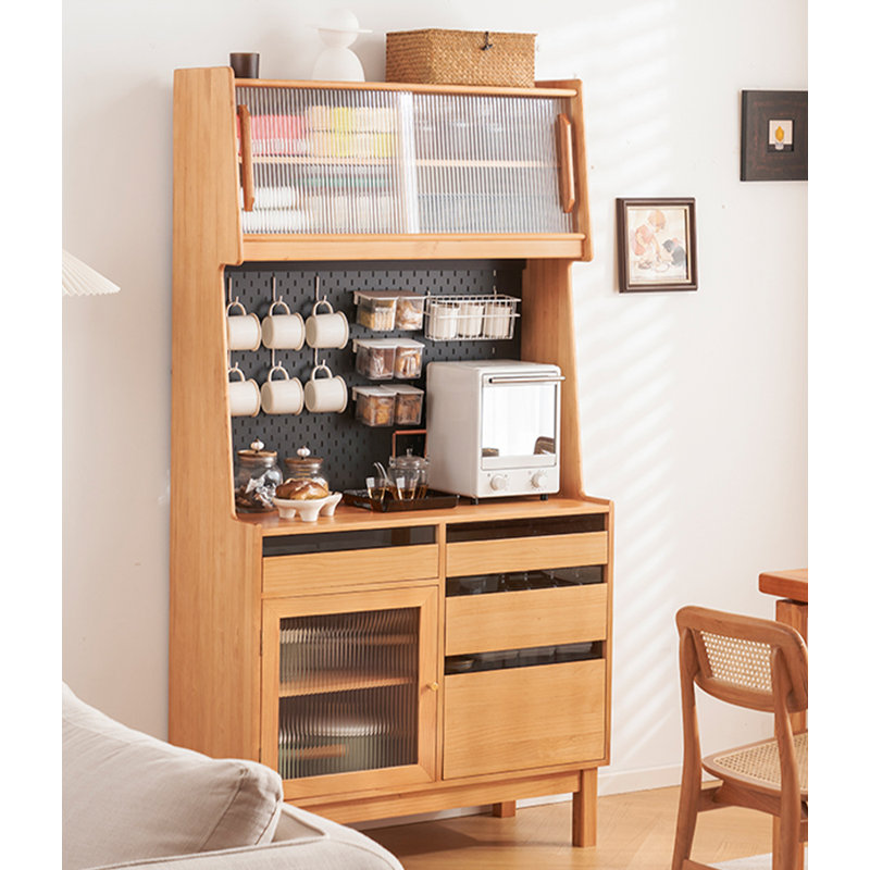Armoire garde-manger moderne et multifonctionnelle à grande capacité, Naturel