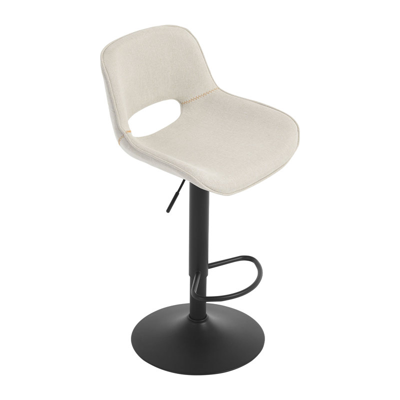 Swivel Upholstered Adjustable Height Counter Stool with Metal Frame, Beige