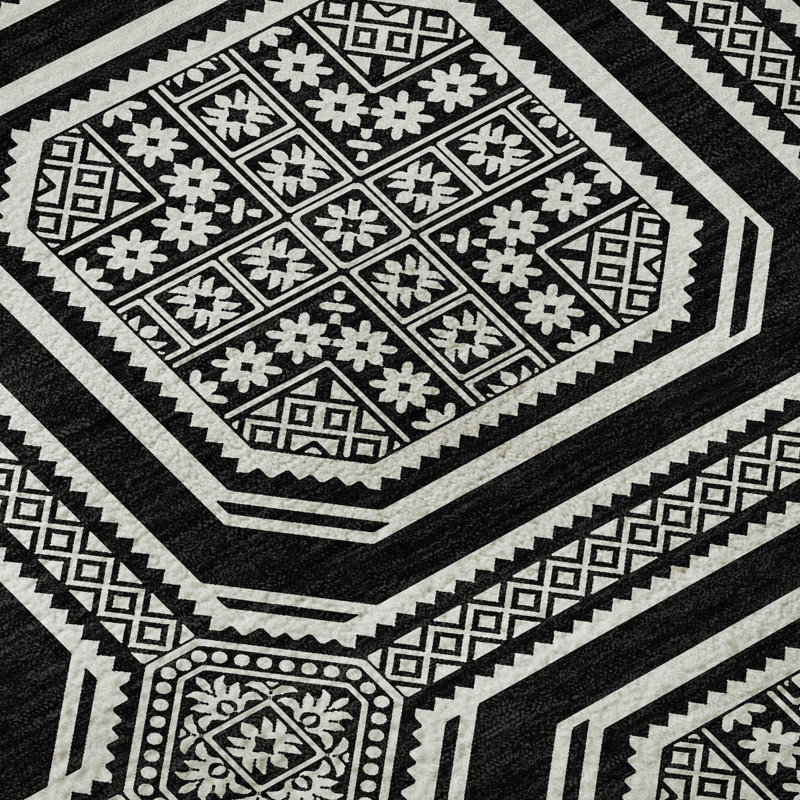 Premium Machine Washable Elize AMF1451 Geometric Rug, Rectangle 5' x 7'6"