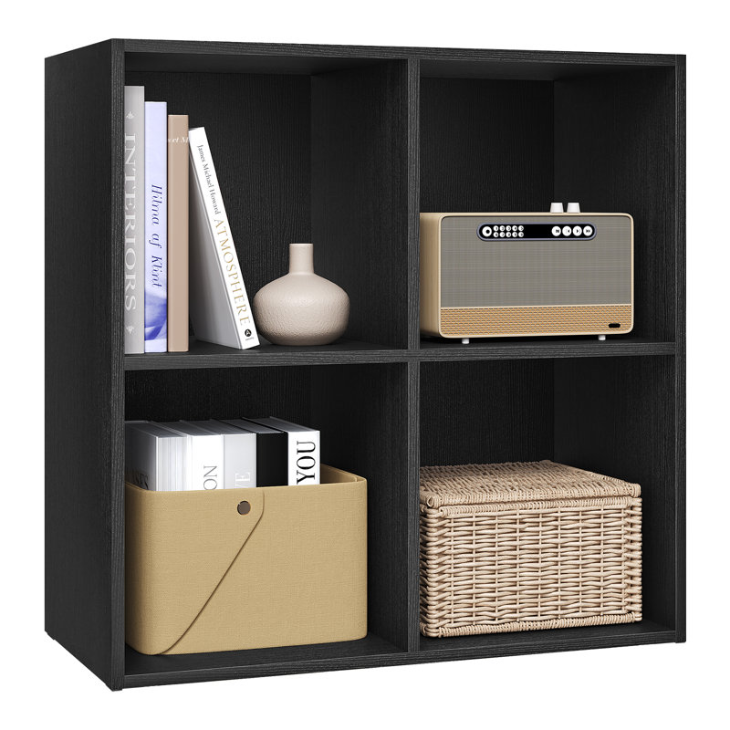 Cube Bookcase, Black, (2 Shelves) 59.8cm H  x 59.6cm W  x 29cm D