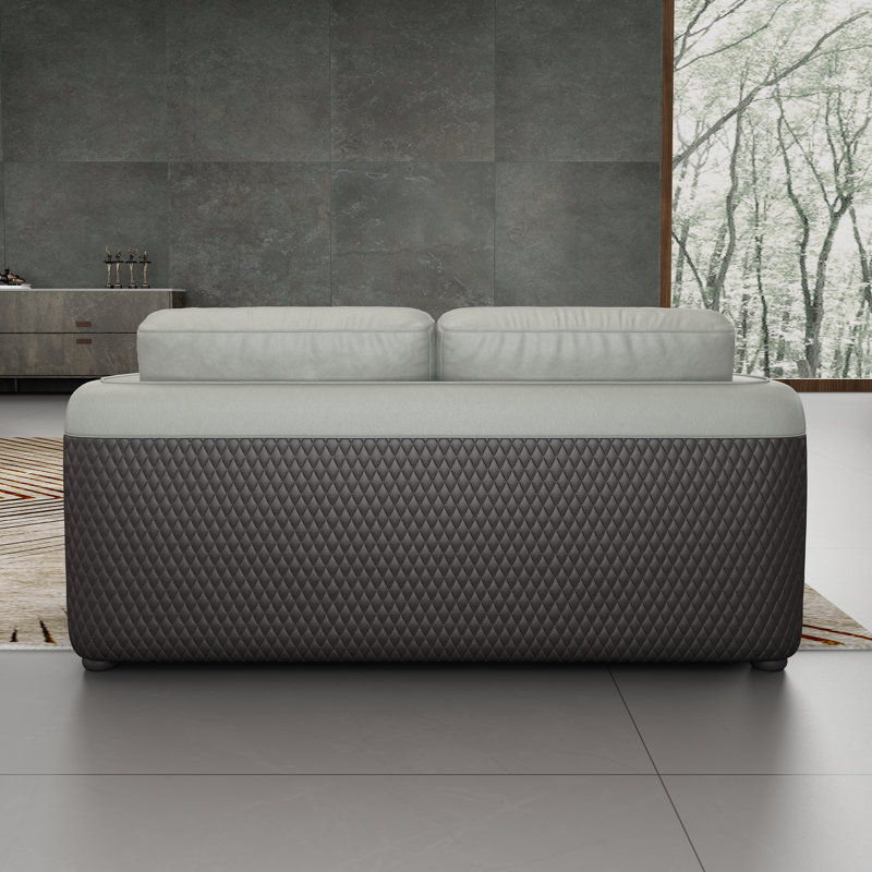 Noir Loveseat, Gray/Chocolate Genuine Leather