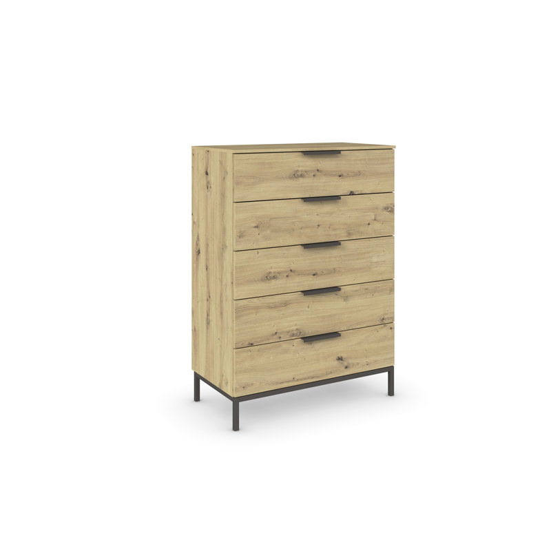 Flipp 5 - Drawer Chest of Drawers, Artisan Oak/Graphite