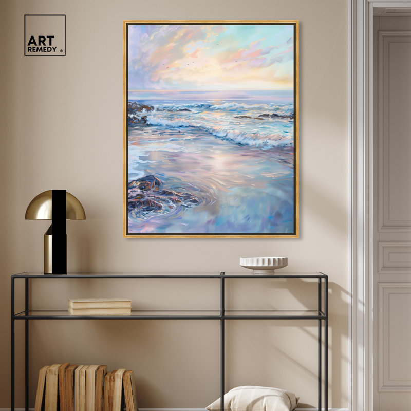 Rivage de rêve, Encadrement doré, H 25 po x l 21 po