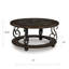 Falu Coffee Table, 42 Inch Round Faux Marble Top, Classic Scrolled, Brown