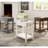 Grey Table With Open Bottom Shelf Storage & Rectangular Leg Structure Beneath