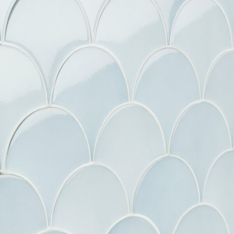 Highwater 5" Fish Scale Polished Ceramic Tile, Maya