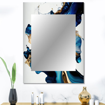 Abstrait marbre géode bleue II - miroir décoratif en marbre, miroir mural moderne, impression d'art en métal