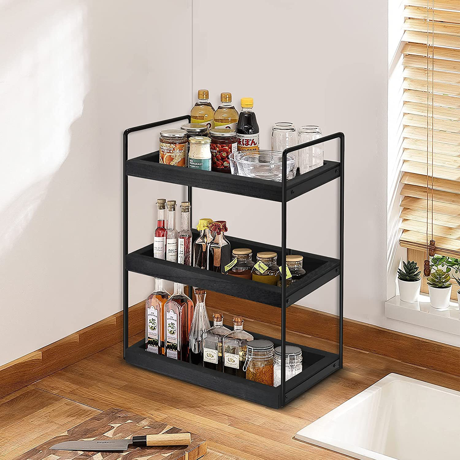 17 Stories Saudres 3 Tier Bathroom Counter Organizer, Wood Bathroom ...
