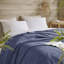 Jeté de qualité supérieure en coton de bambou durable, jeté bleu marine moderne pour la maison