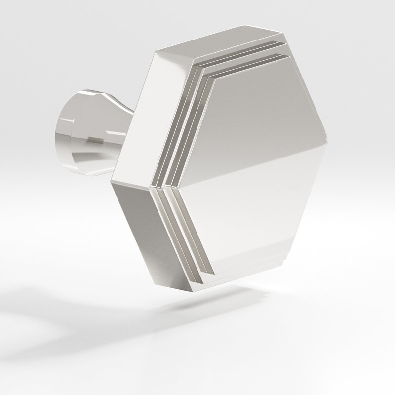 Poignée d'armoire hexagonale avec poteau évasé, Nickel poli, L 1,72 po x l 1,5 po