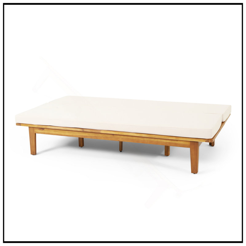 Lit de jour convertible en bois d'acacia avec lambris et coussins résistants à l'eau pour l'extérieur