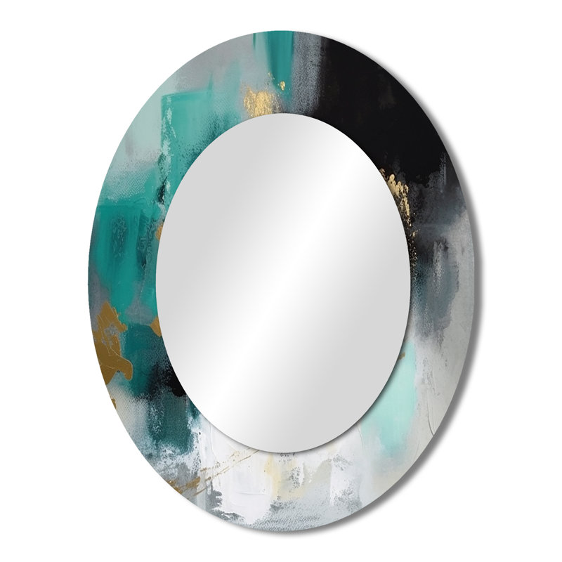 Miroir mural ovale moderne bleu et turquoise, 43 po x 33 po