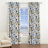 Fancy Hummingbird Patterned Blackout Curtain,Rod Pocket Back Tab Floral Drapes,Set of 2