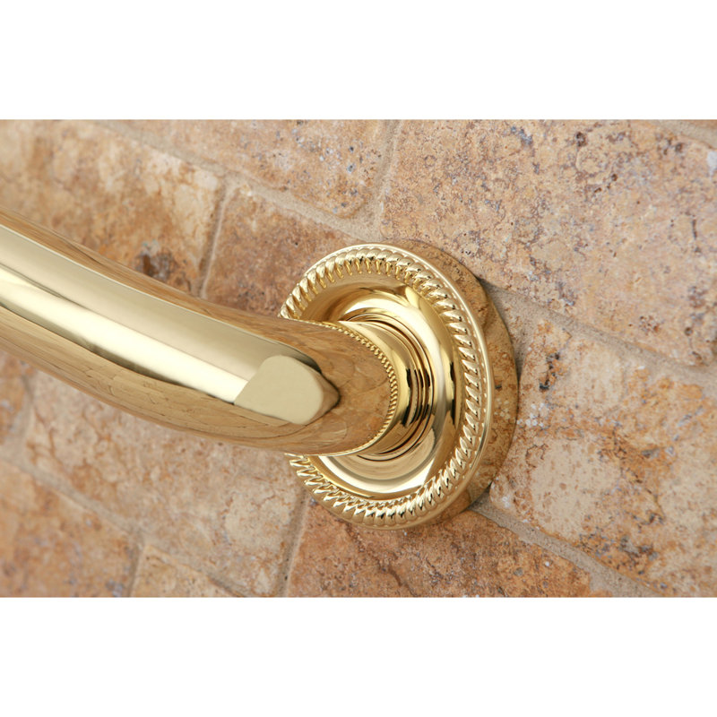 Kingston Brass Camelon 1-1/4 Inch O.D Grab Bar, 24" W, Polished Brass