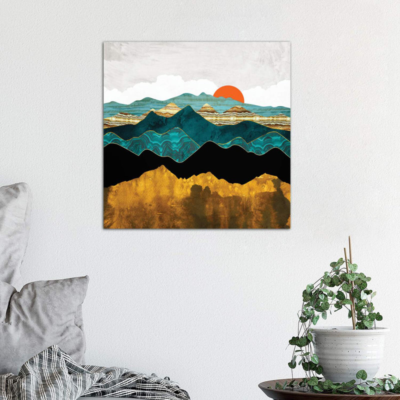 Turquoise Vista - imprimé, Toile tendue, H 18 po x l 18 po x 1,5 po