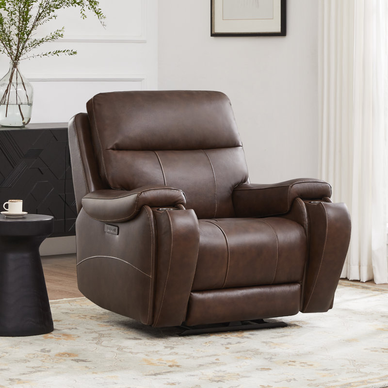 Caritina Genuine Leather Zero Gravity Dual Motor Power Recliner, Brown