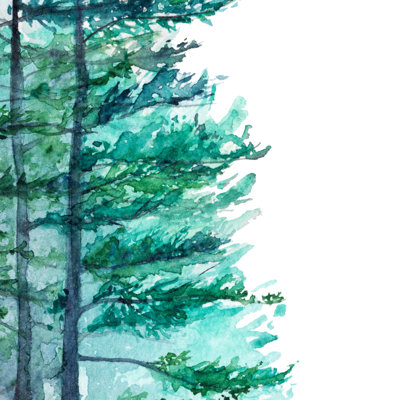 Watercolour Turquoise Winter Wood by Oxana Litvinova - Wrapped Canvas Print