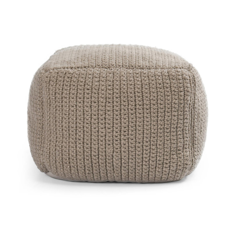 Prism 18" Wide Handwoven Square Pouf, Natural