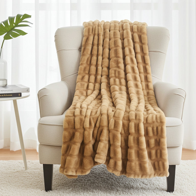 Jeté en fausse fourrure de vison Tissavel Luxury fabriqué à la main, l 60 po x L 96 po