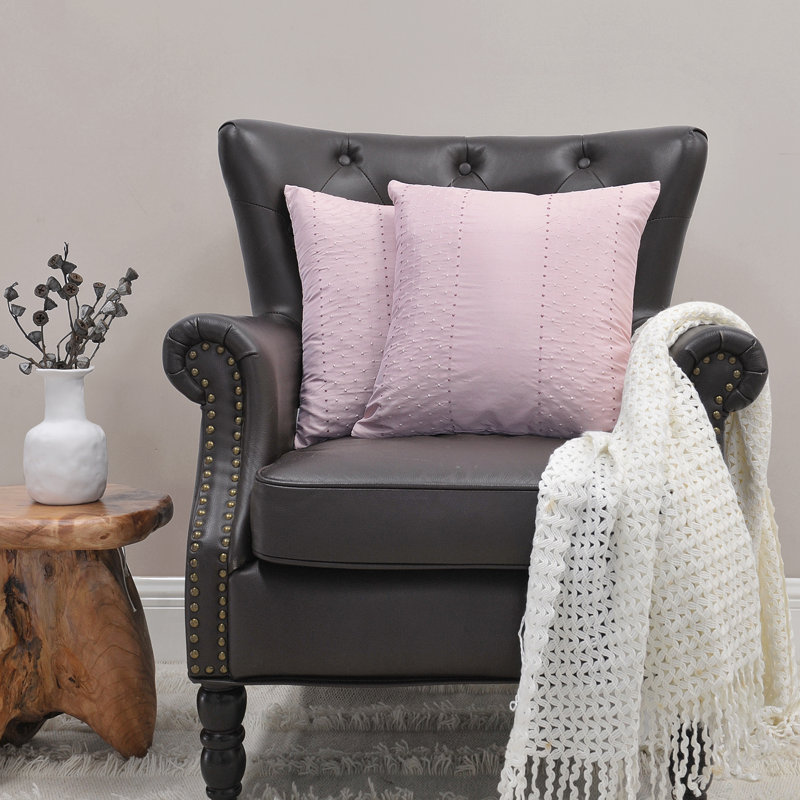 Embroidered Pillow Cover, Pink